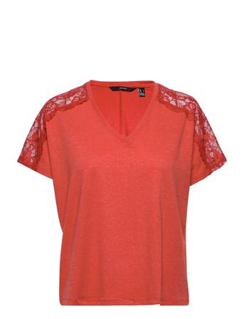 Vmjune Ss V-Neck Top Jrs Ga Orange Vero Moda