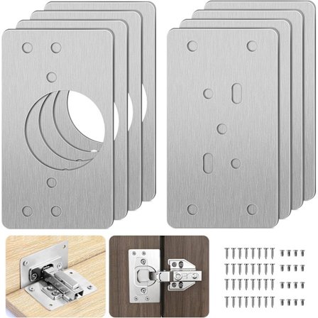 Skapreparasjon Braketter med Hull, 8 Stykker Reparer Braketter Plater Enkel Installasjon med Skruer, Hengsel Reparasjonssett