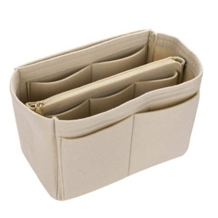 Ropch Handväska Organizer Väska med Fack Handväska Insats Väska i Väska Handväska Mapp Beige - L