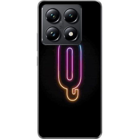 Kompatibelt Mobildeksel til Xiaomi Xiaomi 14T Minimalistisk neonbokstav Q i skinnende farger mot mørk bakgrunn