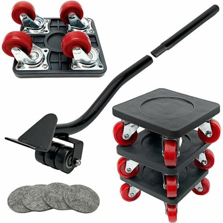 Flytta möbler, hjul för tunga möbler, 360° svängbara hjul och lyftstång, lastkapacitet upp till 400 kg -