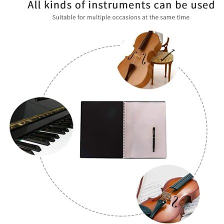 Notemapper / Oppbevaringsmappe for noter / 30 lommer / Oppbevaringsmappe for noter for musikere / Pianotangenter