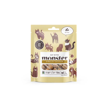 Monster Pet Food - Cat Bites Kylling 50 g - Katt - Kattegodteri & kattegress - Tyggesnacks for katter - ZOO.no