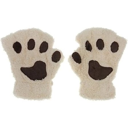 Kattklo Bjørnetass Fingerløse Vinterplysjhansker 1 par