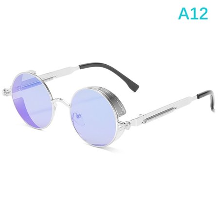 Klassiska gotiska Steampunk Solglasögon Mode Runda Glasögon A2