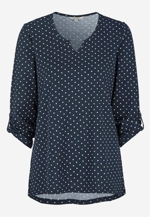 Cellbes of Sweden - Jerseytop med 3/4 lange ærmer i prikket / marine til damer i størrelse 34/36