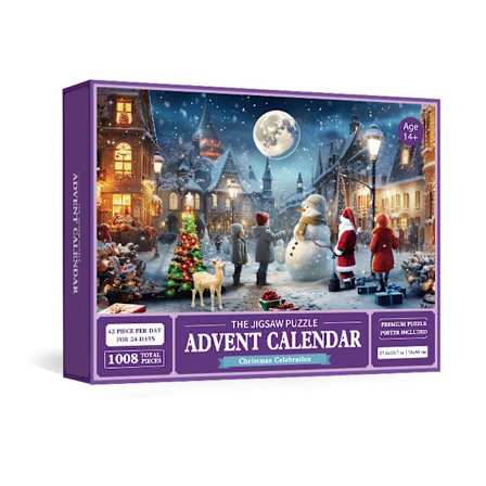 Puslespil Julekalender 2024, 1008 Puslespilsbrikker 24 Dages Jule-nedtælling Julekalendere