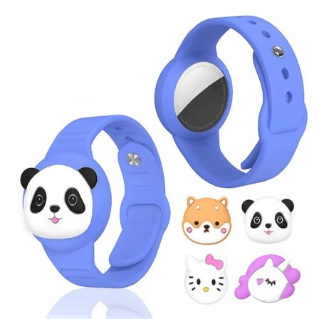 Set med 2 barn AirTag armband Söt tecknat armband Silikon Anti-förlorat armband Blå
