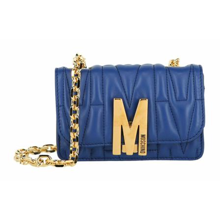 Moschino, Quilted Leather Crossbody Blauw, Dames, Maat:ONE Size