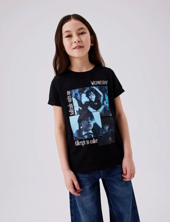 name it Nkfjax Wednesday Ss Top Box Noos Sky - Black - 158/164