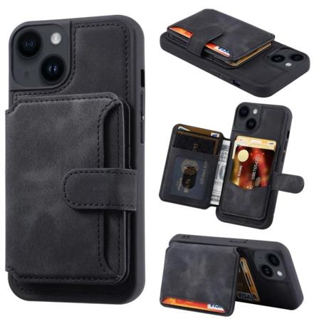 iPhone 15 Plus -puhelinkotelo korttikotelolla - musta