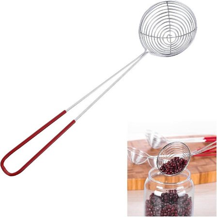 Dræningsske, rustfrit stål si skimmer slidske, Boba Pearl Scoop ske med håndtag til køkken stegning mad