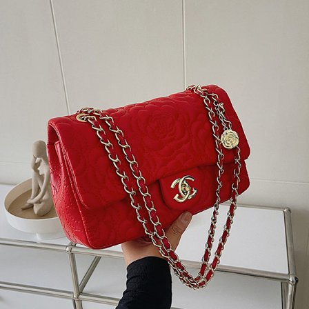 Enkelt skulder crossbody kjede veske kamelia dameveske svart