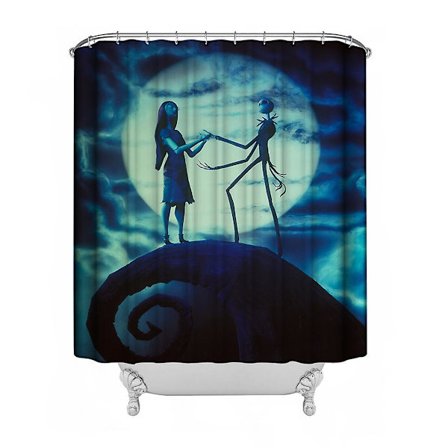 Duschdraperi, Halloween-duschdraperi, Halloween-badrumsduschdraperi med krokar 59 B x 71 H tum, Halloween-dekor, vattentät badrumsavdelare