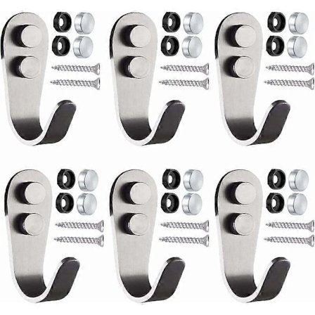 Rostfria Klädkrokar, 6 Stycken Väggkrokar Handduksställ, Individuella Väggkrokar Skruvbara Klädkrokar för Badrum Badrockar Sovrumsväggar, Last 35 kg