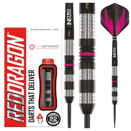 Red Dragon Darts Keegan Brown 22g Steel Tip Darts Nitro Tech Razor Edge 90% Tungsten Professional Players Darts Set