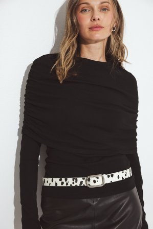 NA-KD Knitted Draped Top - Strikkede toppe - Sort - S (EU 34-36)