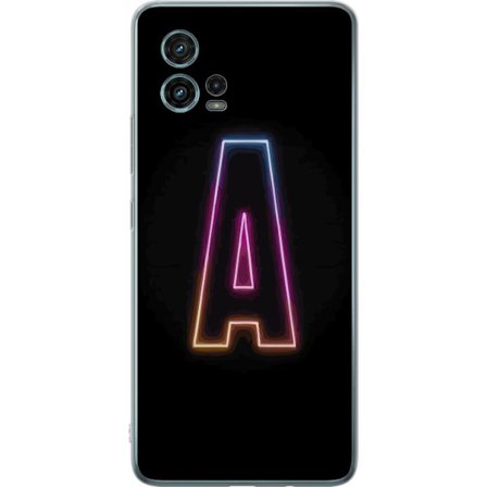 Kompatibel Mobilcover til Motorola Motorola Moto G72 Minimalistisk neonbogstav A i regnbuefarvet lys mod sort baggrund i moderne typografisk stil