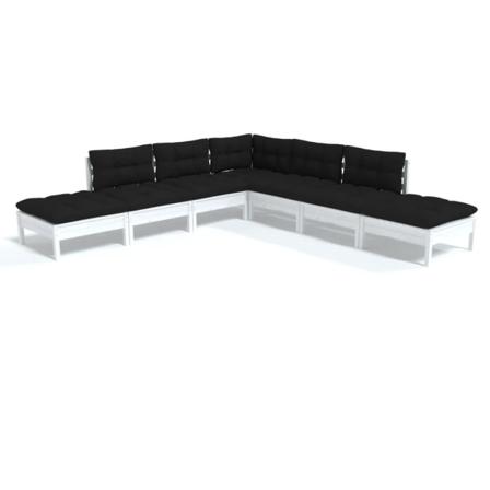 Vidaxl Loungegrupp Med Dynor 7 Delar Vit Massiv Furu Vit
