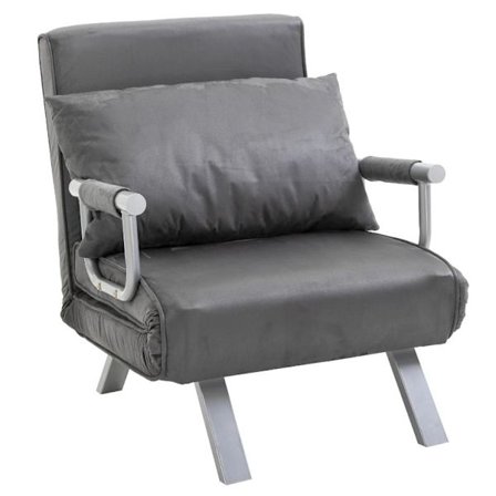 Rootz Relax nojatuoli - Vierassänky - Käsinoja - 3-in-1 - Chaise Longue - Tyyny - Harmaa - 65 x 69 x 80 cm