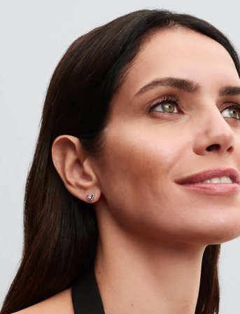 Pandora Heart Sterling Silver Stud Earrings With Fancy Pink And Clear Cubic Zirconia - Pink - ONE SIZE