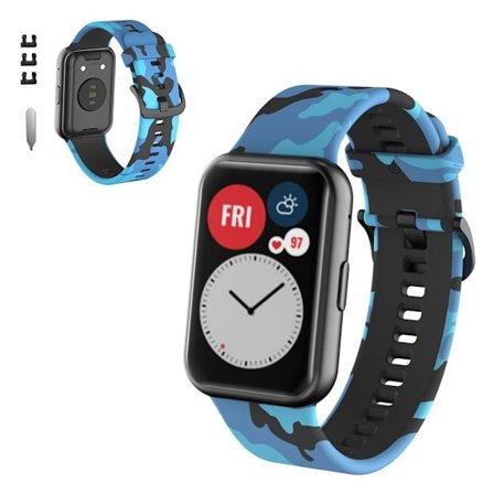 Huawei Watch Fit patterned silicone watch band - Blue / Camouflage