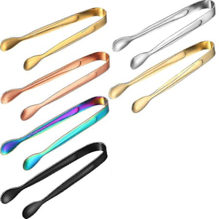 Sukkerklyper, 6 stk. Flerfargede godteriklyper i rustfritt stål for fester, bryllup, salatbar og kjøkken.