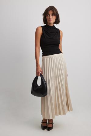 NA-KD Classic Jupe midi épaisse plissée - Jupes mi-longues - Beige - EU 42