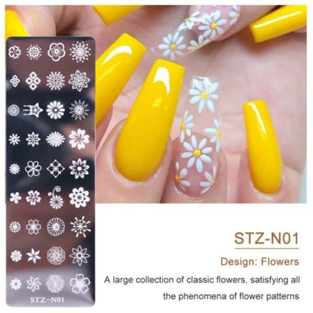 Nail Art Stämpelplåtar Julspetsblomma Stz-n01