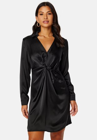 Object Collectors Item Sateen Knot Short Dress Black Klær