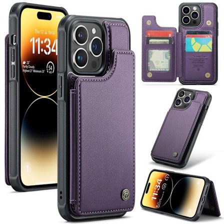 CASEME iPhone 14 Pro Max Wallet Case RFID Blocking - Purple