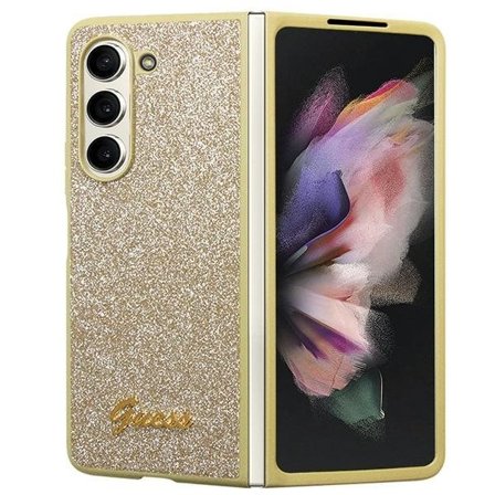 Guess Glitter Script kotelo Samsung Galaxy Z Fold 5:lle - kultaa