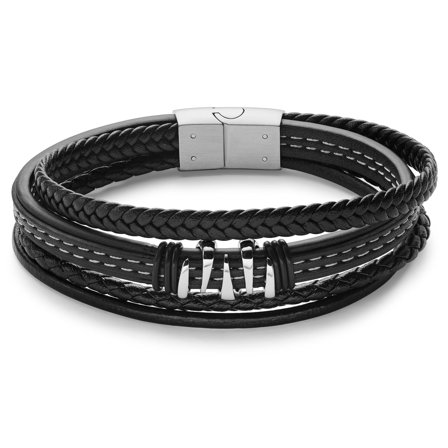 Bracelet en acier inoxydable argenté et similicuir avec griffe de dragon pour hommes - Bracelets en cuir - pour Hommes - Lucleon