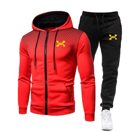 2023 Mode Träningsdräkt För Män Hoodie Fitness Gym Kläder Män Löparset Sportkläder Joggingbyxor Herr Träningsdräkt Vinterdräkt Sport röd och Y S red 