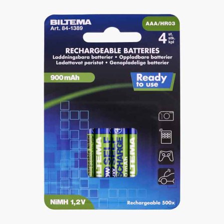 Laddningsbart AAA-batteri 900 mAh 4-pack