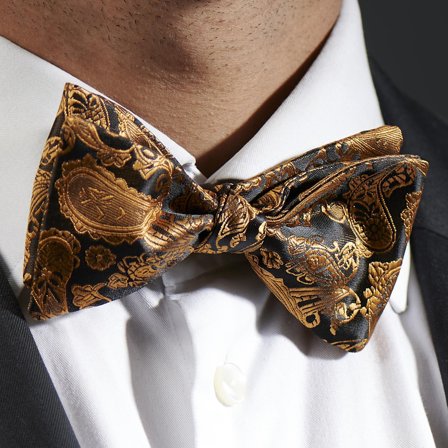 Gold & Brown Paisley Self-Tie Bow Tie for Men - Self-tie bow ties