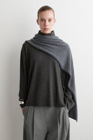 COS Women's Merino Wool Turtleneck Jumper in Grey