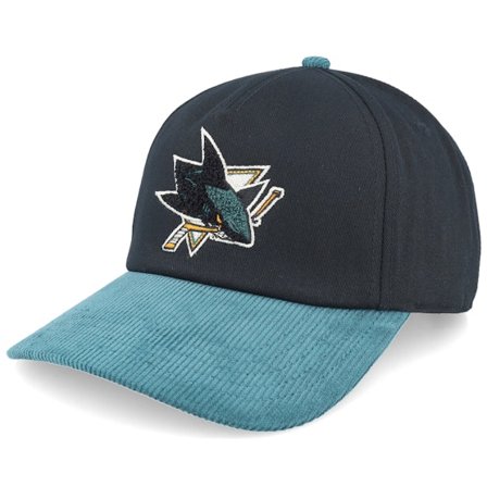 American Needle - San Jose Sharks Burnett Black/Blue Corduroy A-Frame Adjustable Adjustable Black Cap - NHL @ Hatstore