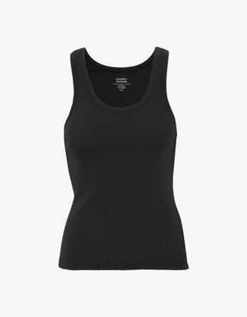 Women Organic Rib Tank Top - Deep Black M