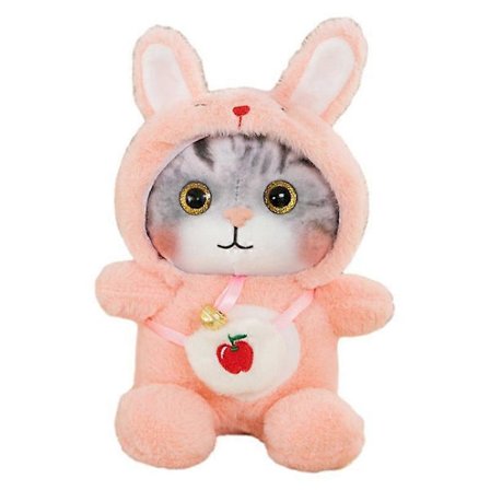 Dyreforvandling Kat Plyslegetøj Dukke Rygsæk Kaninpels Dukke Tegneserie Dyr Langt Hår Børnegave-pink