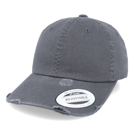 Yupoong - Grau unconstructed Cap - Dark Grey Destroyed Dad Cap / Unconstructed @ Hatstore