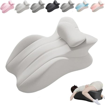 Stor Ergonomisk Pude til Maveliggende, Superblød Sovende Pude med Aftageligt og Vaskbart Betræk