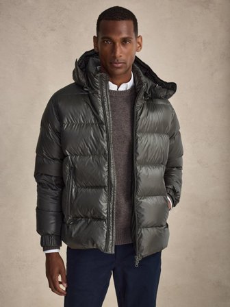 John Henric Men's Grüne Daunenjacke Regular Fit Size S