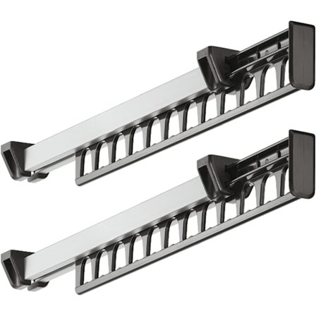 Set med 2 Klädställ Garderob Garderob Utdragbar Glidande Hängare Klädstång Stöd för 12 Hängare Längd 312 mm