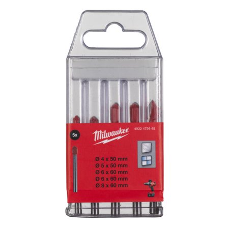Milwaukee 4932479948 Glass- og flisborsett 5 deler, Maskintilbehør & forbruk