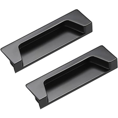 Pakke med 4,2" innfreste håndtak i sinklegering, matt svart, for skap, garderobe, bokhylle, skuff og arkivskap med monteringsskruer