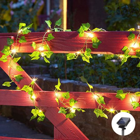 10M 100 LED Solcelled Lysstreng med Kunstige Planter, 8-Modes Vandafvisende Lysstreng til Indendørs