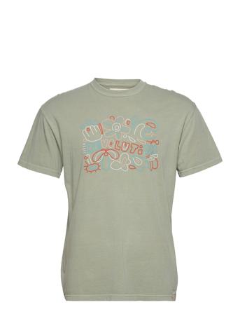 Garment Dyed Loose Fit T-Shirt With Print Green Revolution
