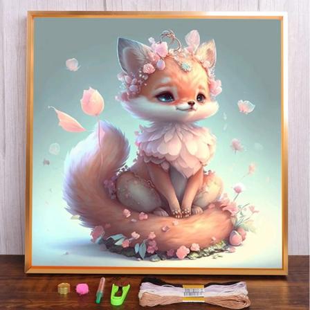 Djur Tecknad Räv Printed Tyg Korsstygn Kit Gör-det-själv Broderi Målning Sömnad Hantverk Stickdesign Stämplad Olika HMA89840 30x30cm