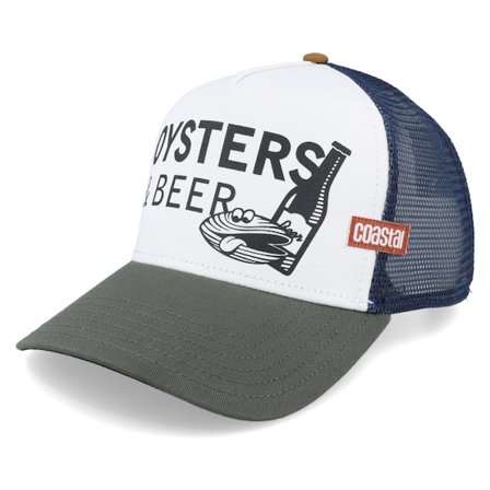 Coastal - White trucker Caps - Oysters & Beer White/Olive/Navy Coastal Trucker @ Hatstore